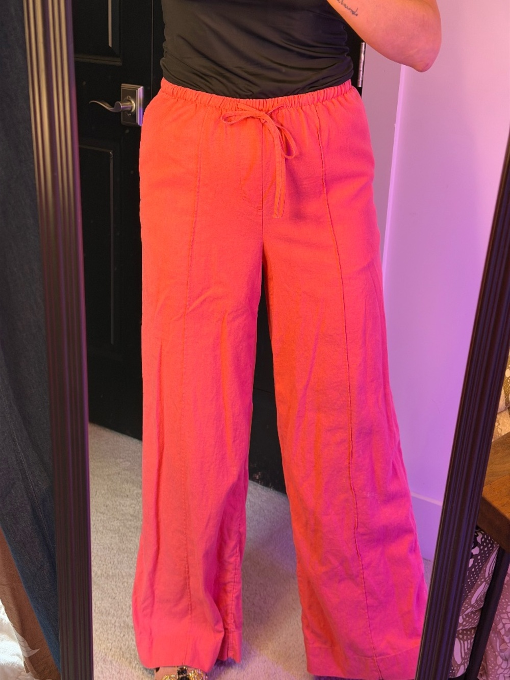 A New Day Coral Wide Leg Drawstring Pants Size Small